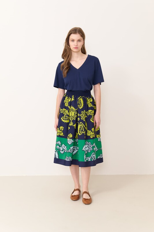 Beli Lastikli Midi Boy Etek Standart Renk - 1