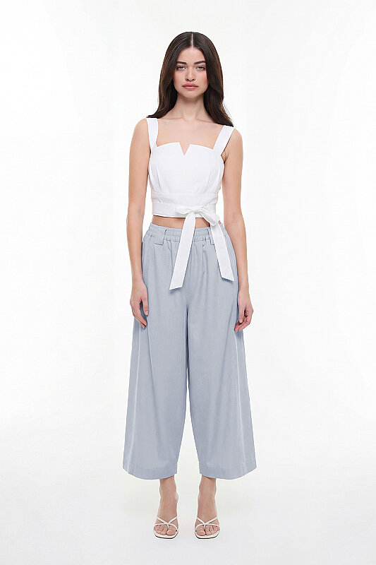 Beli Lastikli Pantolon Buz Mavisi - Roman