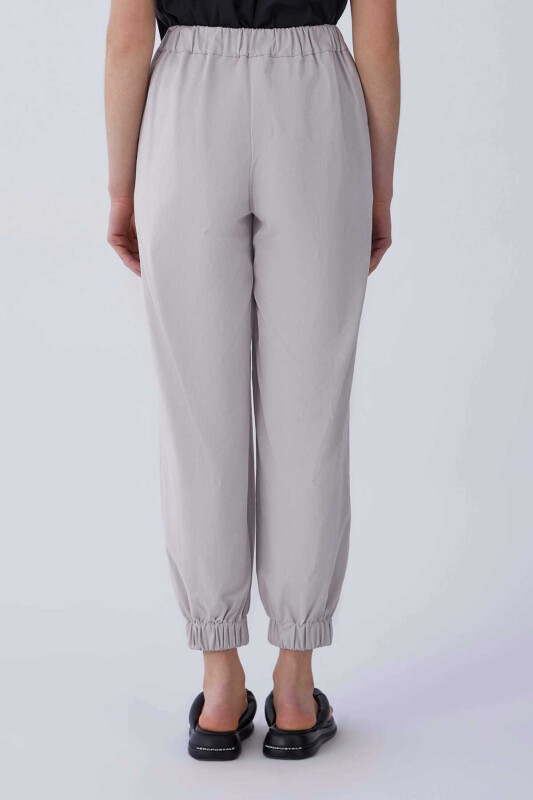 Beli Ve Paçası Lastikli Kadın Pantolon Taş - 2