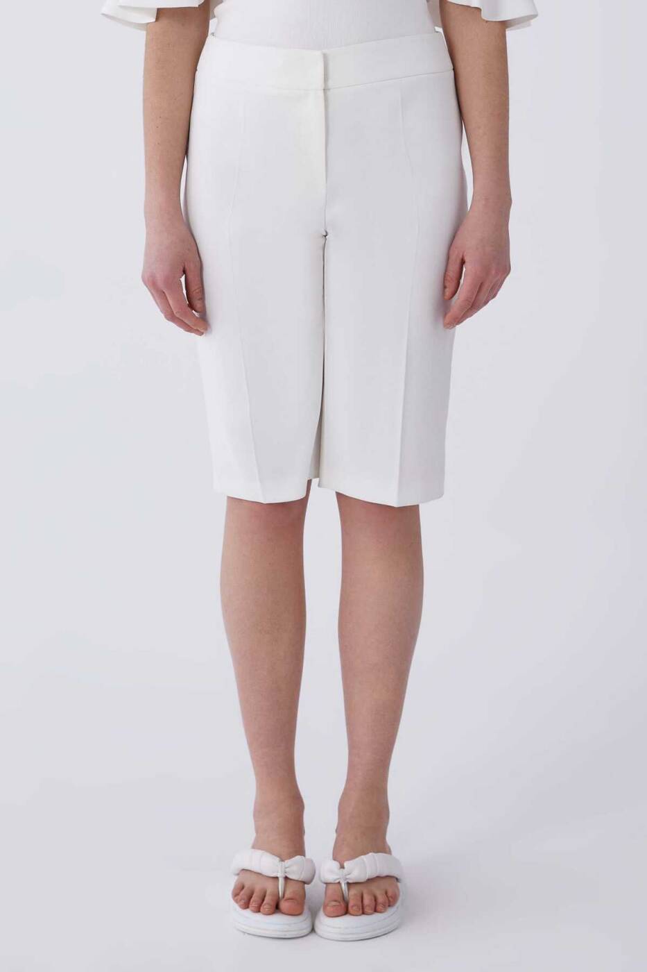 Beyaz Bermuda Kadın Pantolon Beyaz - 4