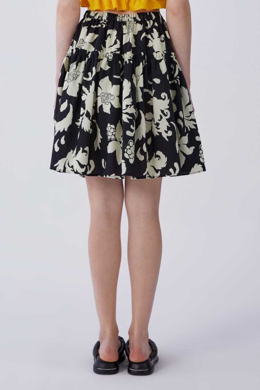 Beyaz Çiçekli Mini Etek Standart Renk - 2