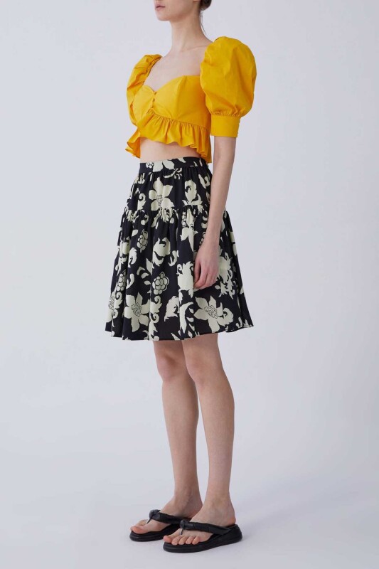 Beyaz Çiçekli Mini Etek Standart Renk - 3