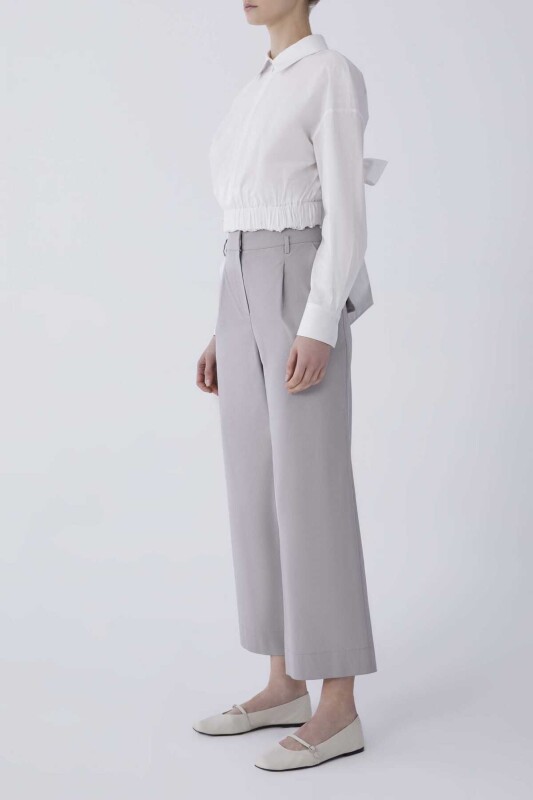 Bilek Boy Bol Paça Kadın Pantolon Taş - 3