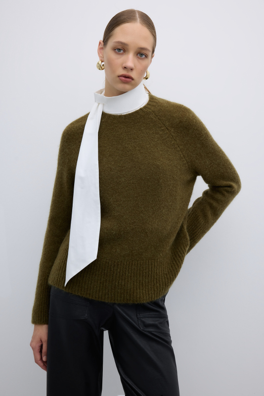 Bisiklet Yaka Triko Olive - 1