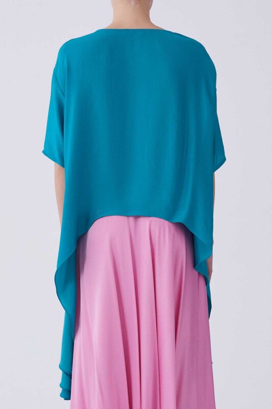 Bisiklet Yaka Yanları Uzun Bluz Yeşil - 2