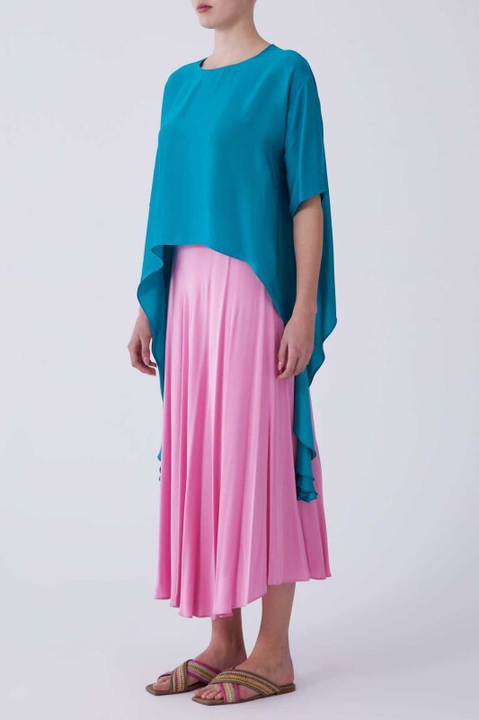 Bisiklet Yaka Yanları Uzun Bluz Yeşil - 3