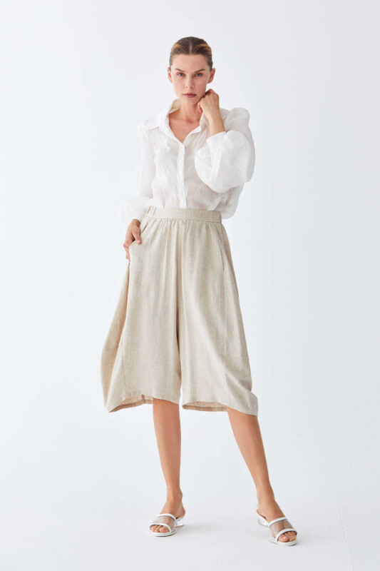 Bol Paça Bermuda Pantolon Bej - 4