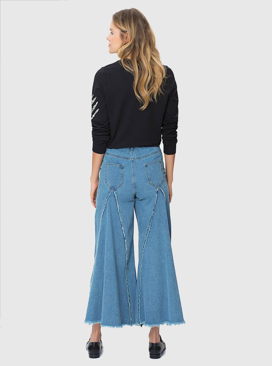  Bol Paça Jean Kadın Pantolon Standart Renk - 2