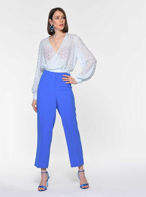 Bol Paça Kadın Pantolon Mavi - 3