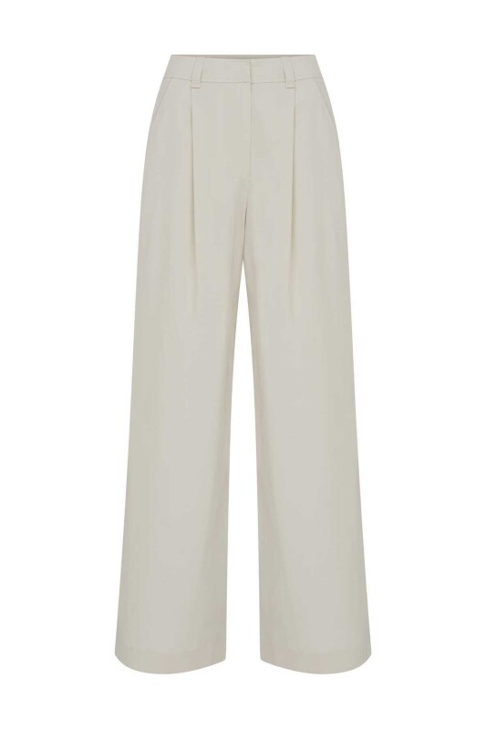 Bol Paçalı Kadın Pantolon Bej - 1