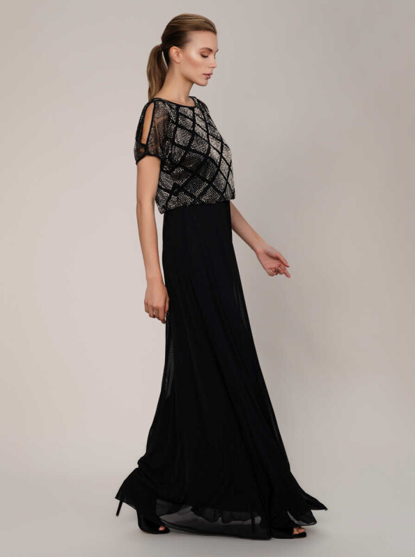  Boncuk Detaylı Abiye Elbise Siyah - 3