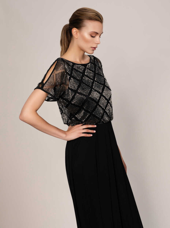  Boncuk Detaylı Abiye Elbise Siyah - 4