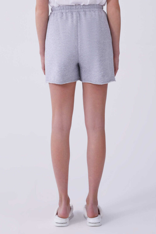 Boncuk İşlemeli Kadın Şort Gri - 2