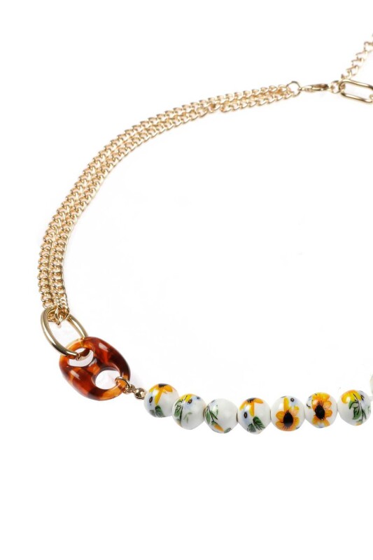 Boncuklu Altın Renkli Kadın Kolye Standart Renk - 3