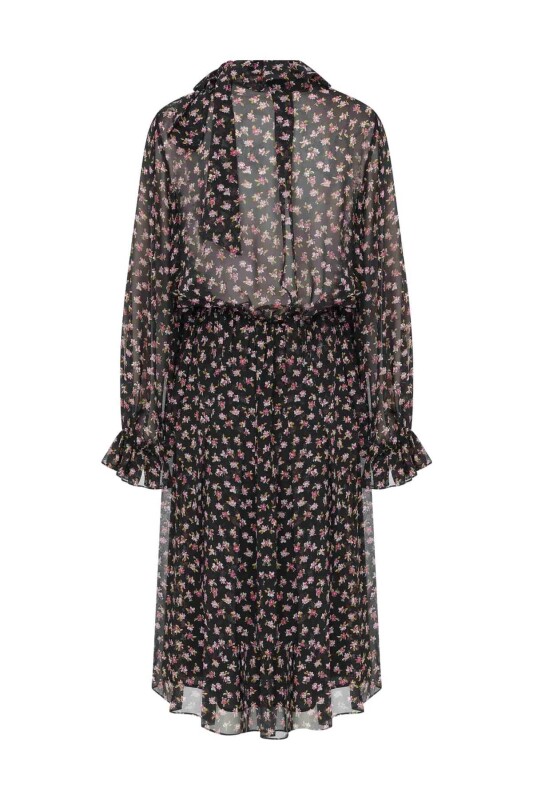  Büzgülü Günlük Elbise Standart Renk - 5