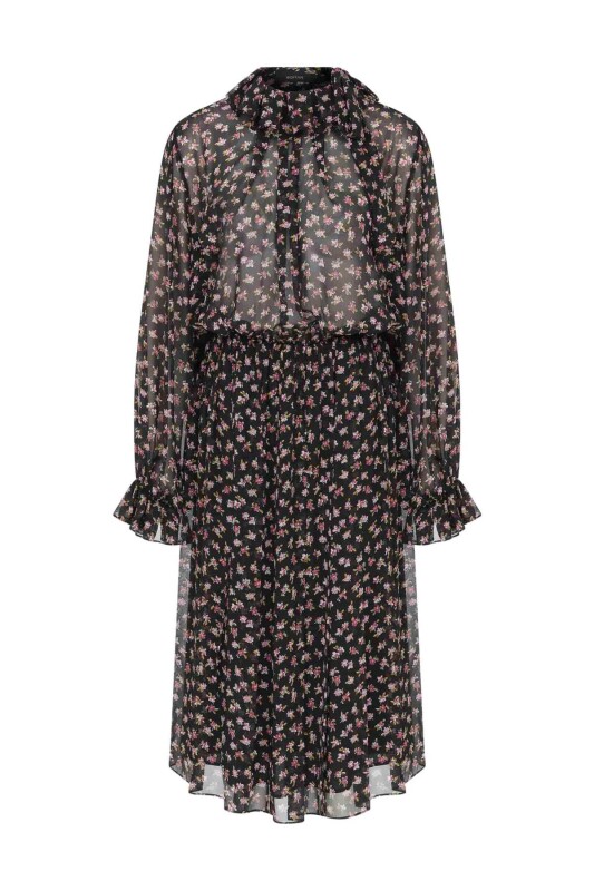  Büzgülü Günlük Elbise Standart Renk - 4