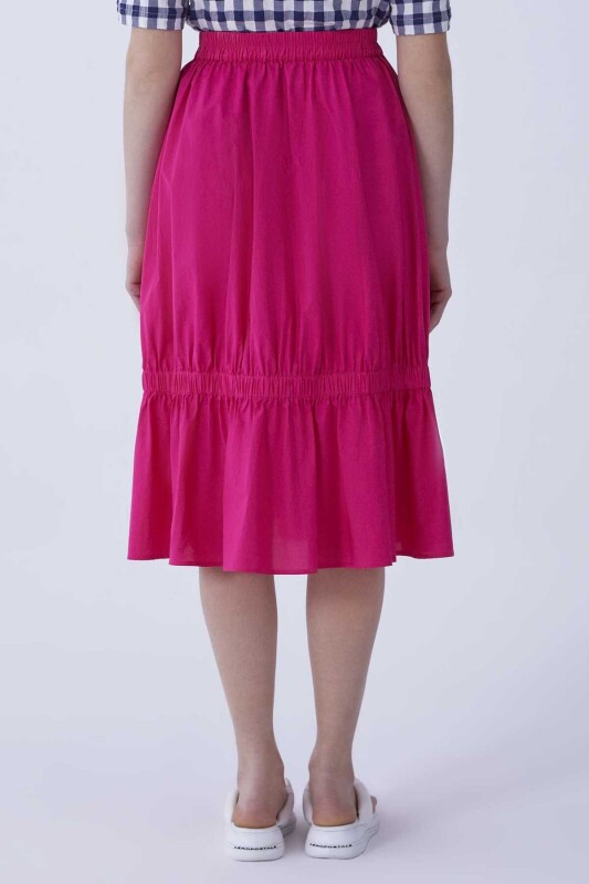 Büzgülü Uzun Etek Fuşya - 2