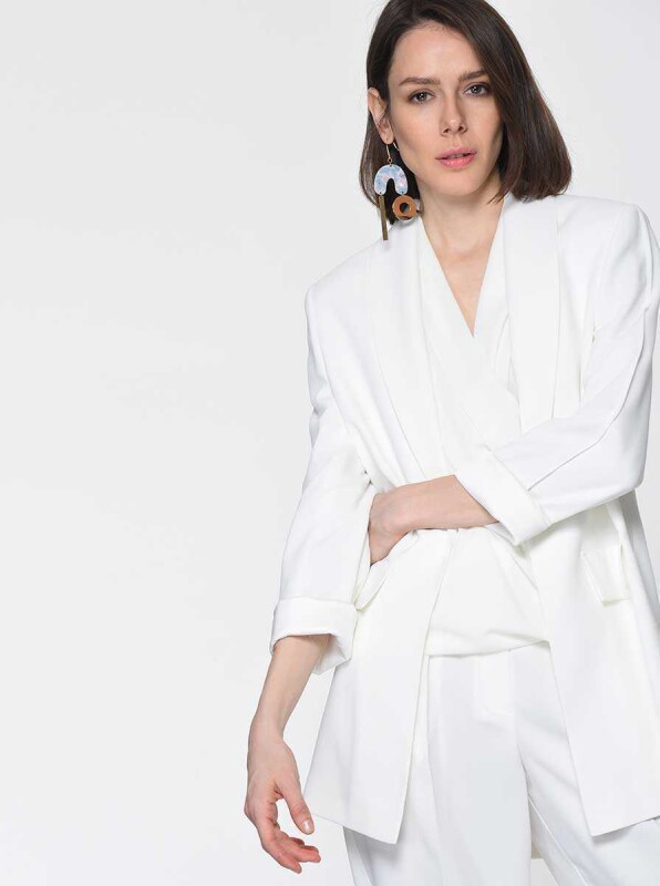 Cep Detaylı Ceket Kemik - 3