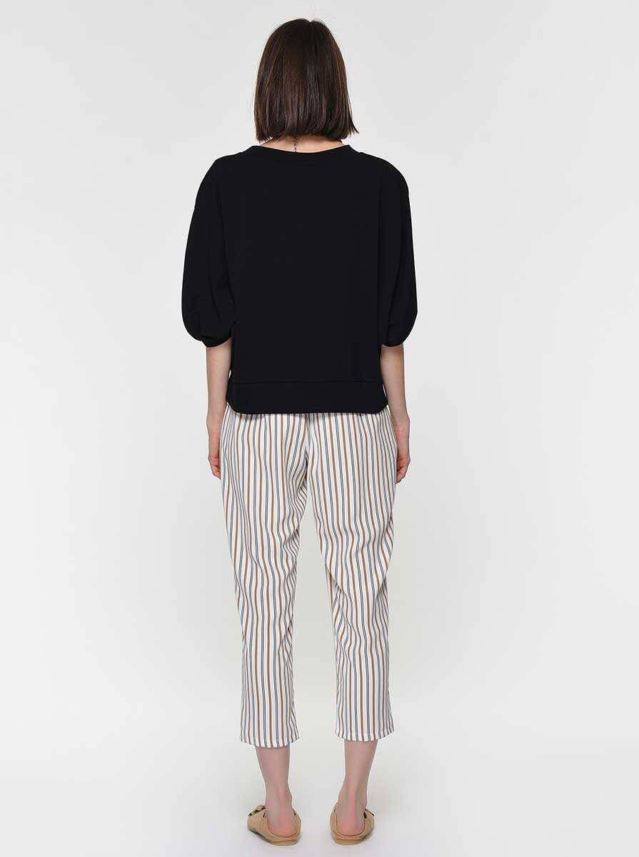 Cep Detaylı Çizgili Renkli Kadın Pantolon Standart Renk - 2