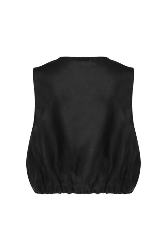 Buttoned Pocket Vest Black - 5