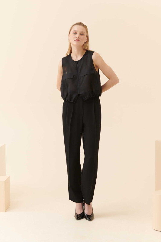 Buttoned Pocket Vest Black - 3