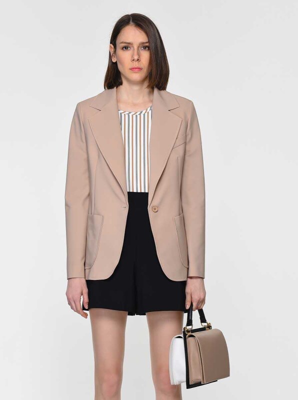 Cep Detaylı Kadın Ceket Camel - 1