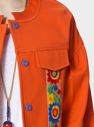 Cep Detaylı Kadın Ceket Oranj - 3