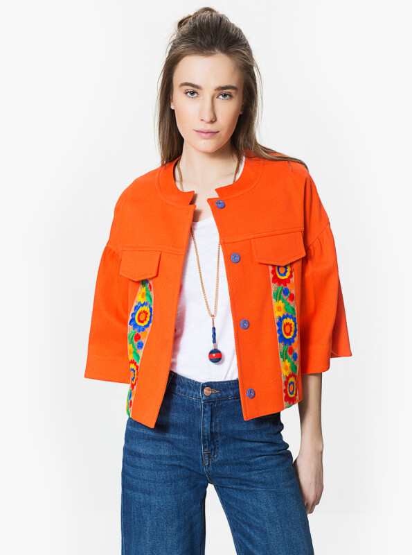 Cep Detaylı Kadın Ceket Oranj - 1