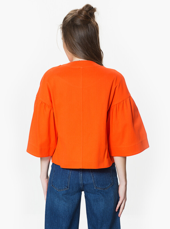 Cep Detaylı Kadın Ceket Oranj - 2