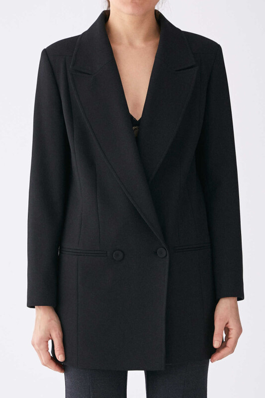  Cep Detaylı Kadın Ceket Siyah - Roman