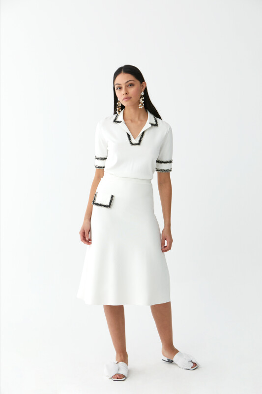 Cep Detaylı Triko Etek Standart Renk - 3