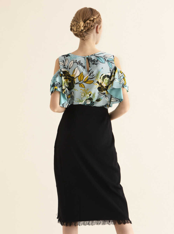 Cep Detaylı Triko Etek Siyah - 2