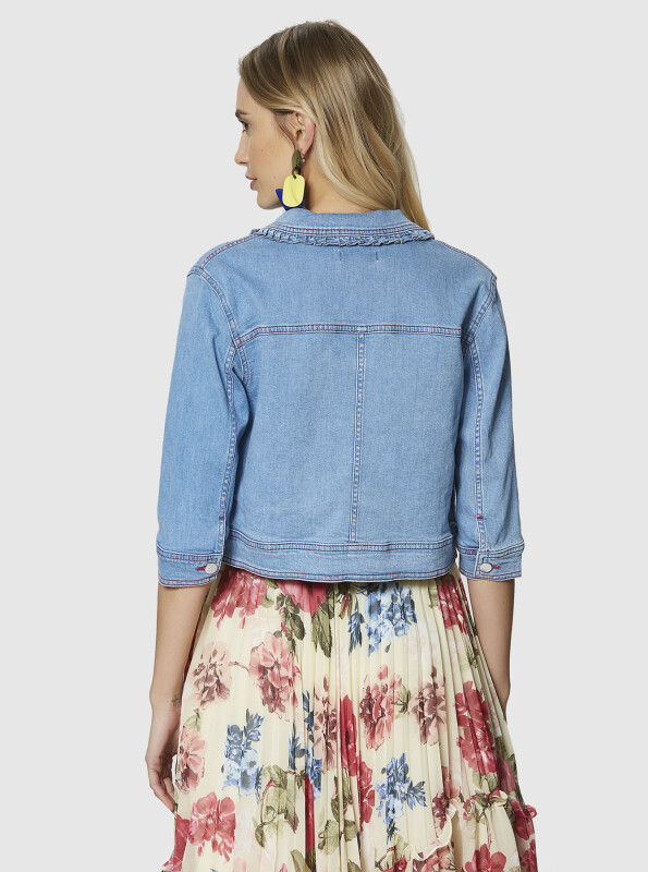 Cep İşlemeli Denim Ceket Standart Renk - 2