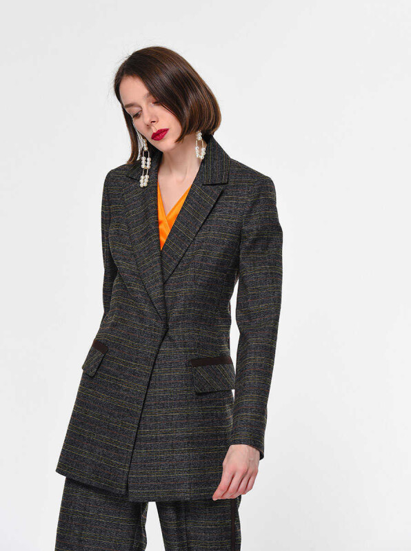  Cepli Düğme Detaylı Desenli Ceket Standart Renk - 4