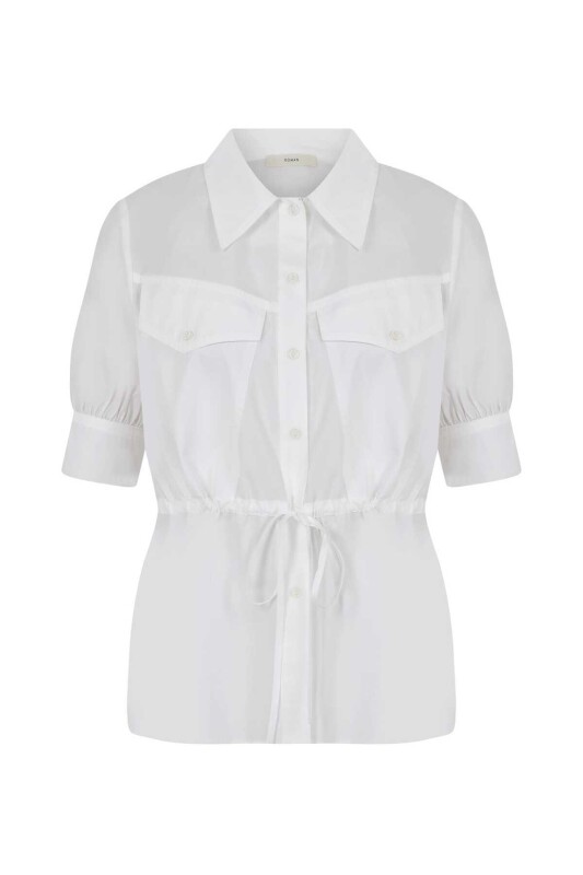 Cepli Kadın Gömlek Beyaz - 4