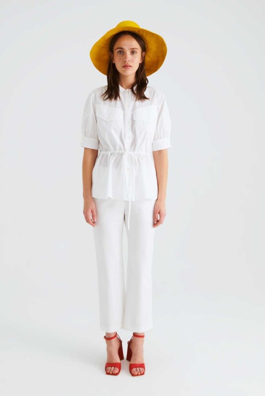 Cepli Kadın Gömlek Beyaz - 1