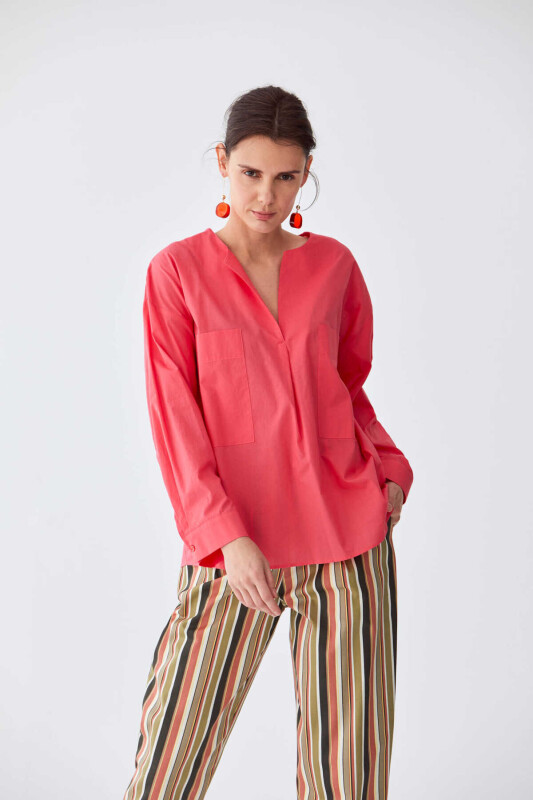 Cepli Kadın Gömlek Fuşya - 1