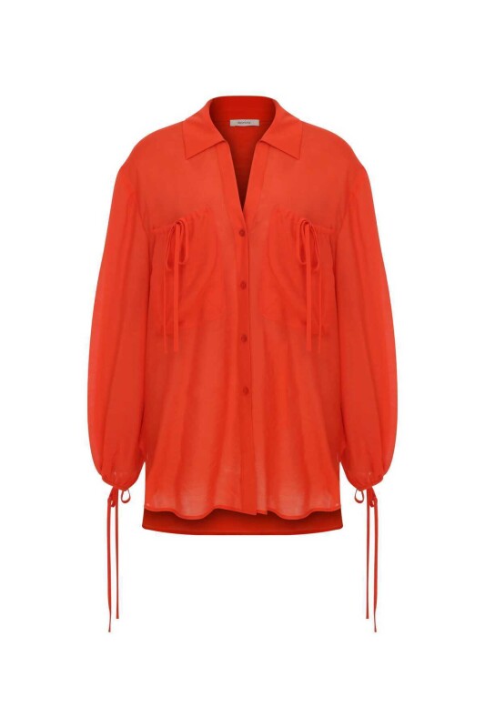  Cepli Kadın Gömlek Turuncu - 4