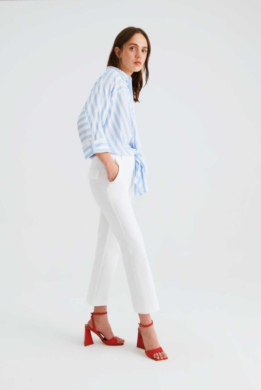 Cepli Kadın Pantolon Beyaz - 3