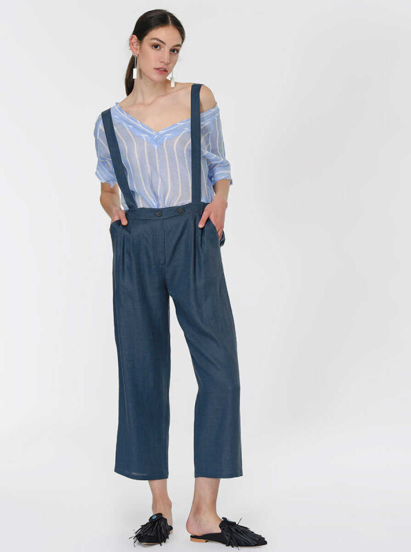 Cepli Keten Salopet İndigo - 4