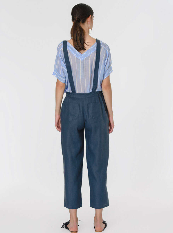 Cepli Keten Salopet İndigo - 2