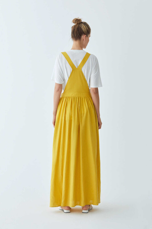 Cepli Salopet Uzun Elbise Sarı - 2