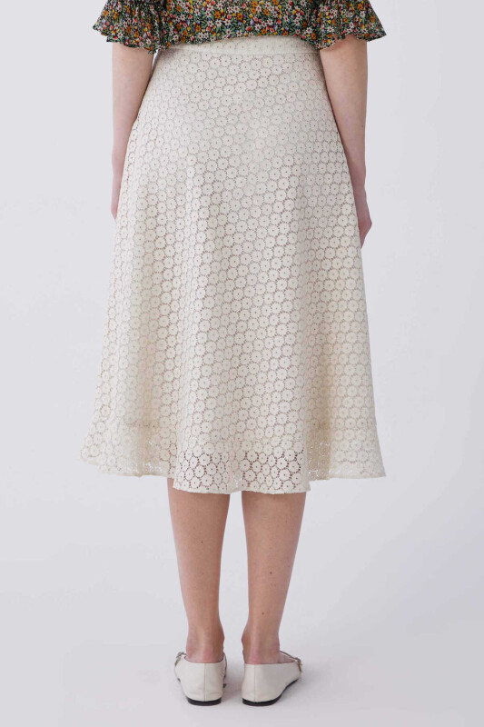 Çiçek Güpürlü Naturel Midi Etek Naturel - 2