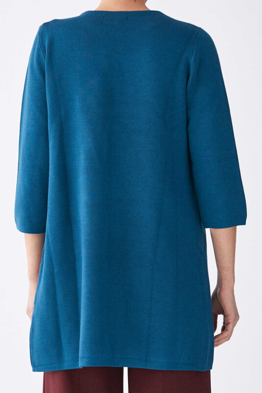  Çiçek İşlemeli Uzun Triko Hırka Standart Renk - 2