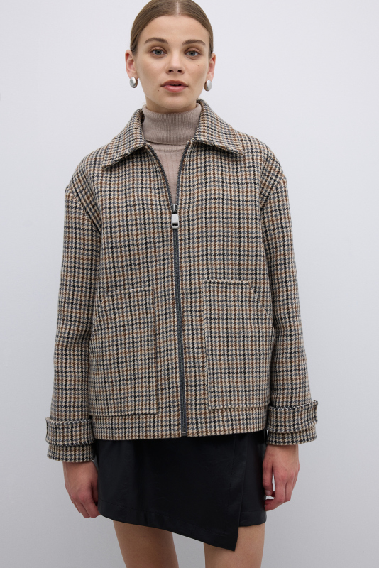 Çift Çepli Fermuarlı Yün Karışımlı Mont Standart Renk - Roman