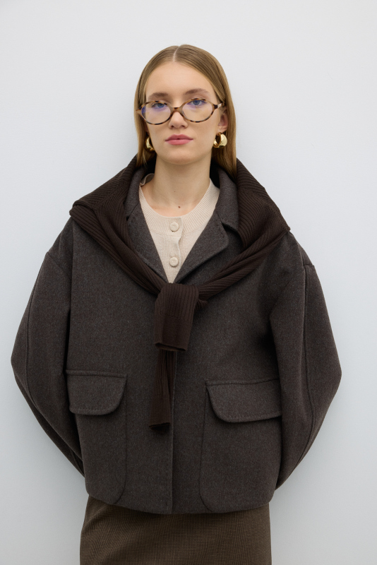 Çift Cepli Önden Çıtçıtlı Mont Kahve - 2