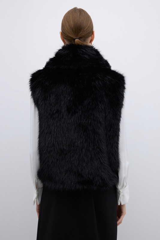 Çift Cepli Peluş Yelek Siyah - Roman (1)