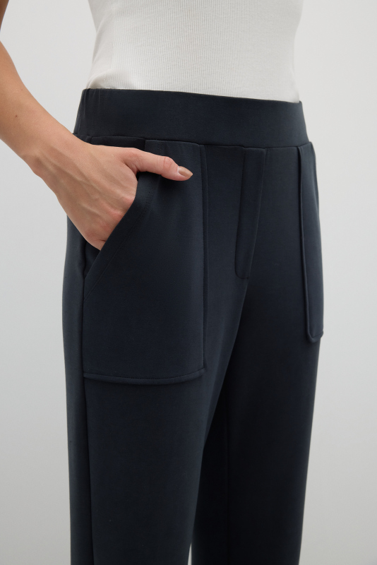 Çift Pileli Beli Lastikli Pantolon Lacivert - 4