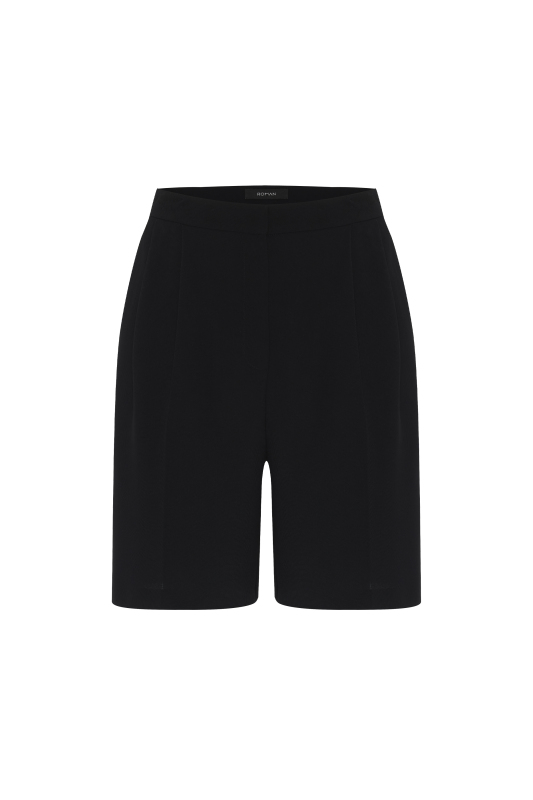 Çift Pileli Bermuda Şort Siyah - 4