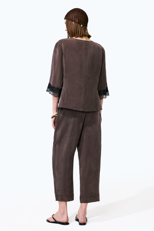 Çift Pileli Havuç Pantolon Kahve - Roman (1)